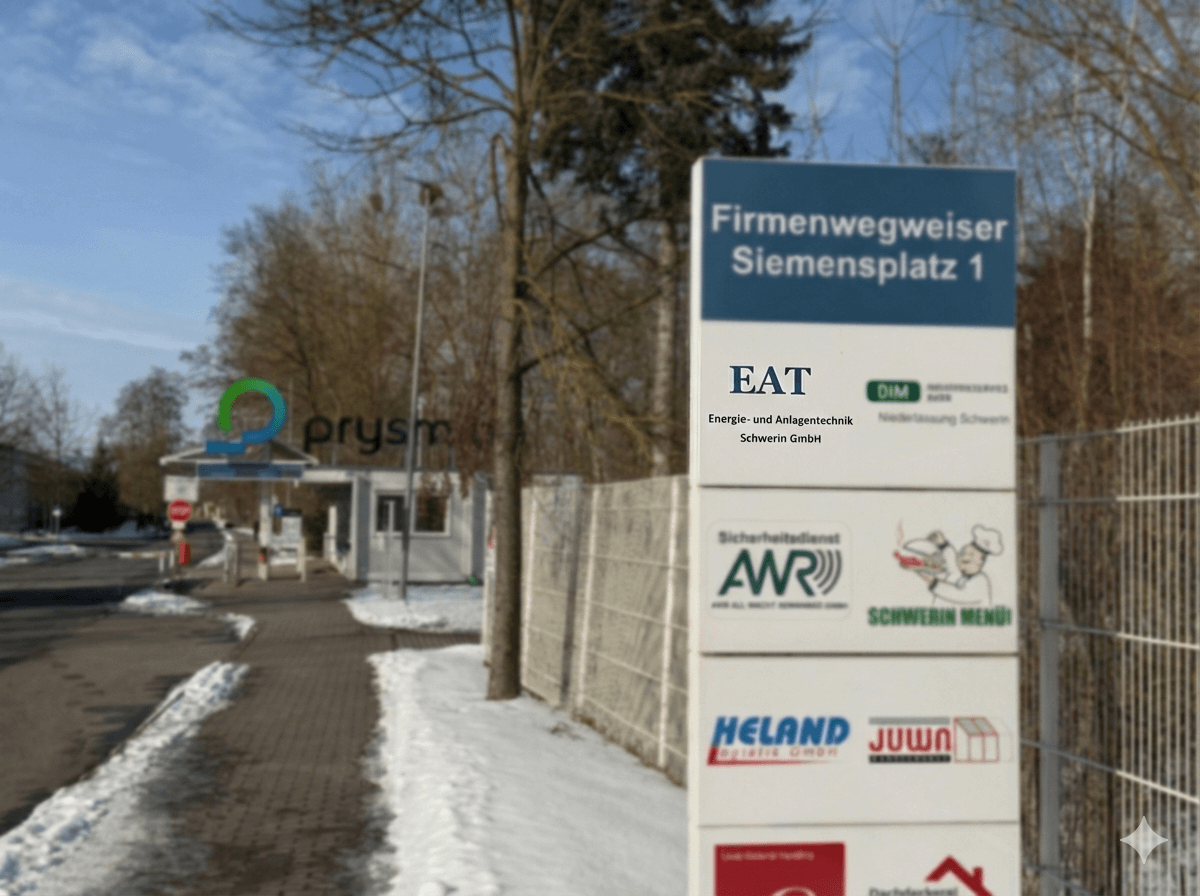 Firmeneingang EAT Schwerin am Siemensplatz 1